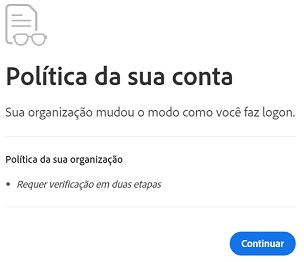 Alterações na política da conta