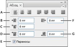 Палитра «Абзац» в Photoshop