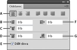Panel Odstavec v aplikaci Photoshop