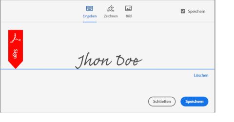 Unterschrift im Bedienfeld eingeben