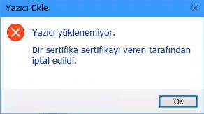 Yüklenemiyor, sertifika iptal edildi