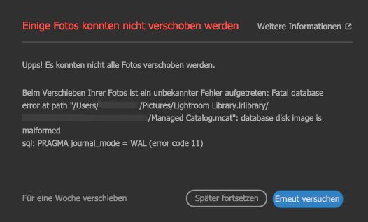 Fotos können nicht verschoben werden