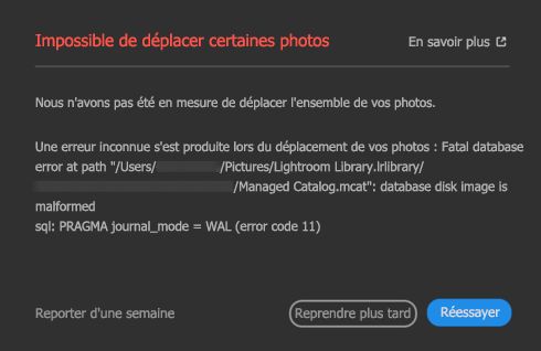 Impossible de déplacer les photos