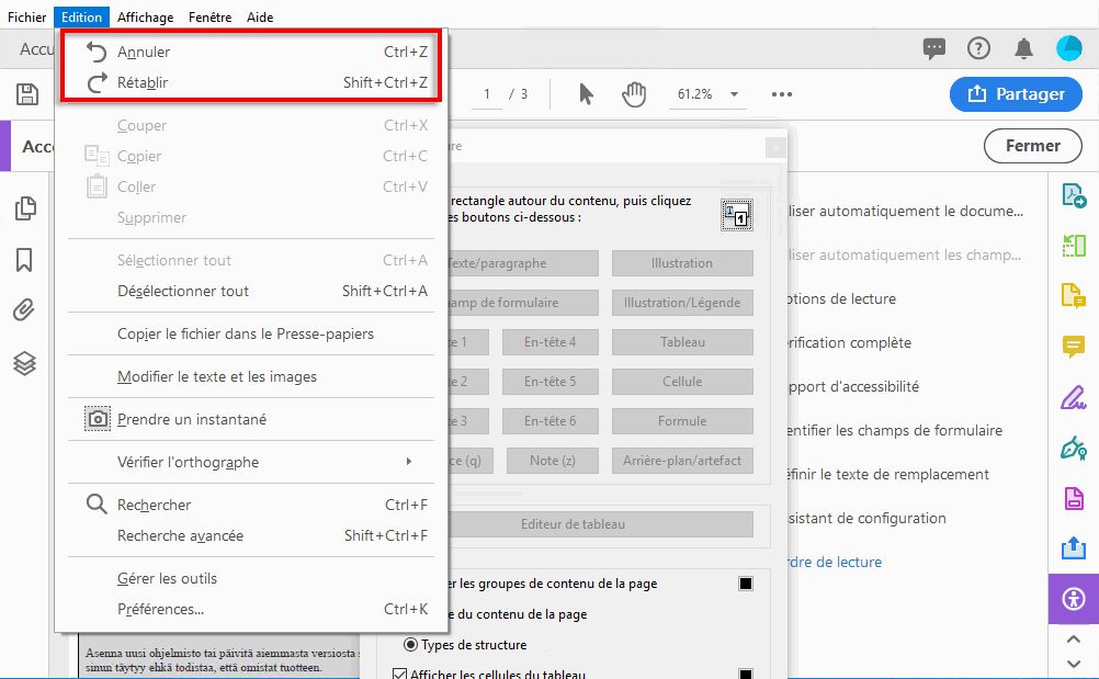 Annulation et rétablissement des modifications de l’ordre de lecture