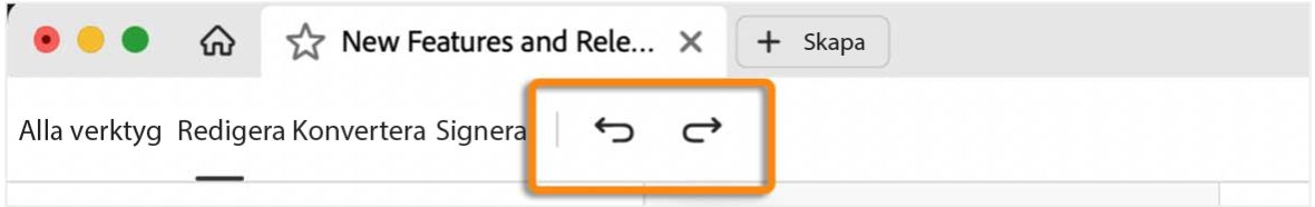 Ångra alternativet Gör om i den övre menyraden