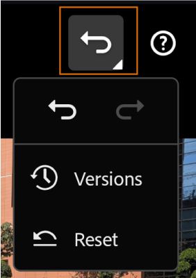 Undo, Redo, Mga Bersyon, at I reset ang mga icon sa Lightroom para sa mobile (Android).
