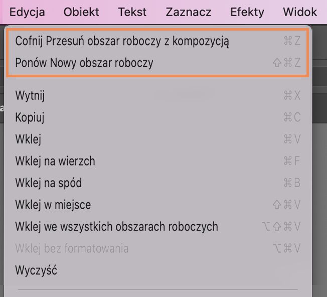 Polecenia Cofnij i Ponów umożliwiają cofanie i ponawianie modyfikacji wprowadzonych w dokumencie, co pozwala skorygować potencjalne błędy. Opcje Cofnij i Ponów są dostępne w menu Edycja w programie Illustrator.