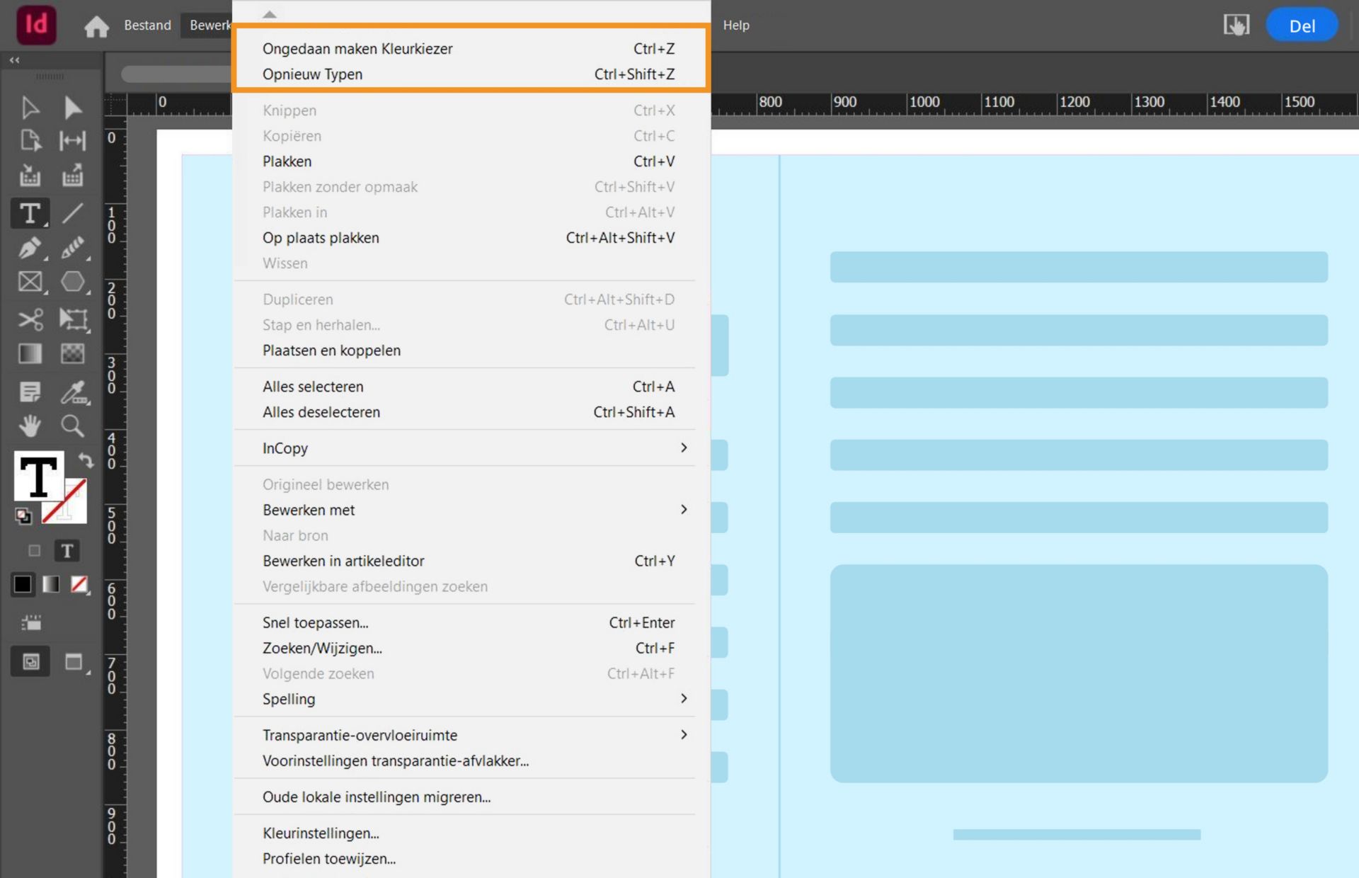 Een dialoogvenster met de opties Ongedaan maken en Opnieuw uitvoeren