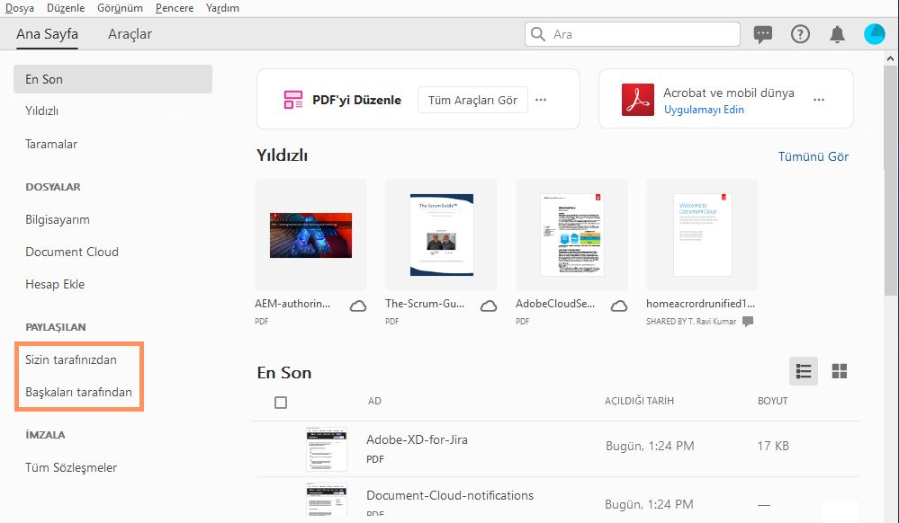 Siz veya başkaları tarafından paylaşılan