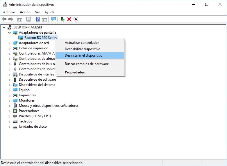 Desinstalar dispositivo