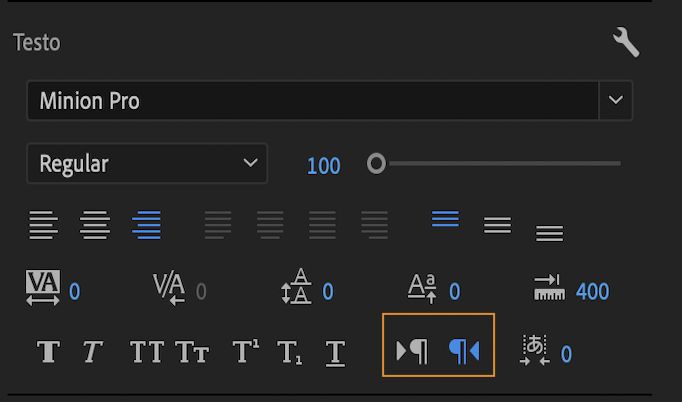 Scegliere l’opzione da sinistra a destra o da destra a sinistra nel pannello Grafica essenziale