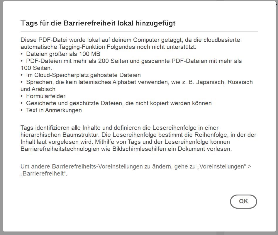 Wähle das Infosymbol aus, um mehr über nicht unterstützte Dateien zu erfahren