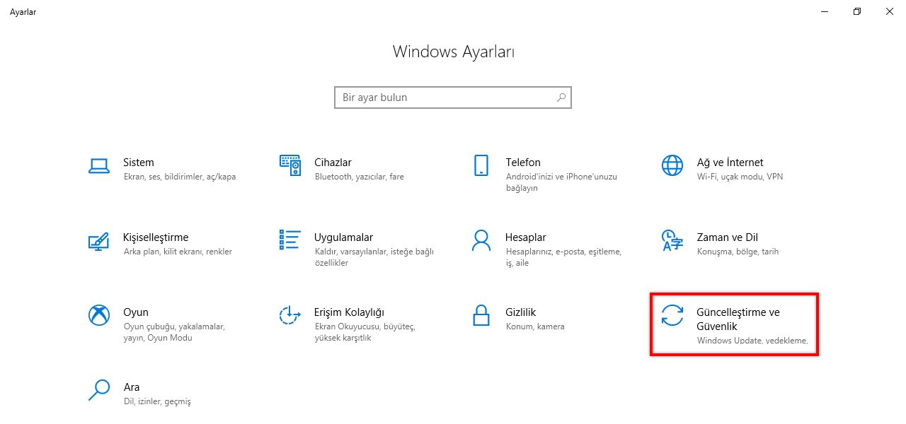 Güncelleme ve Güvenlik
