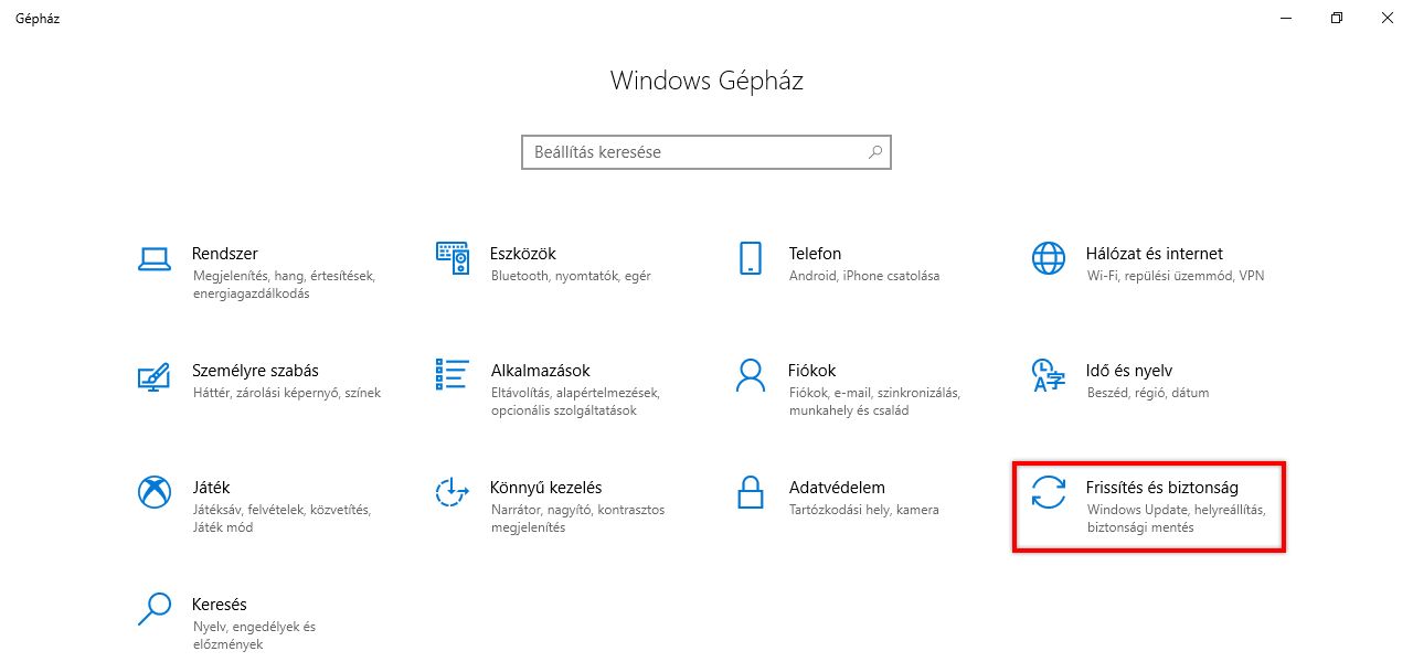 Frissítés és biztonság