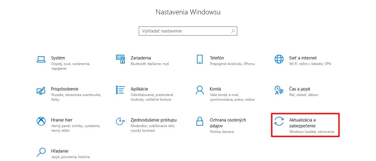 Aktualizácia a zabezpečenie