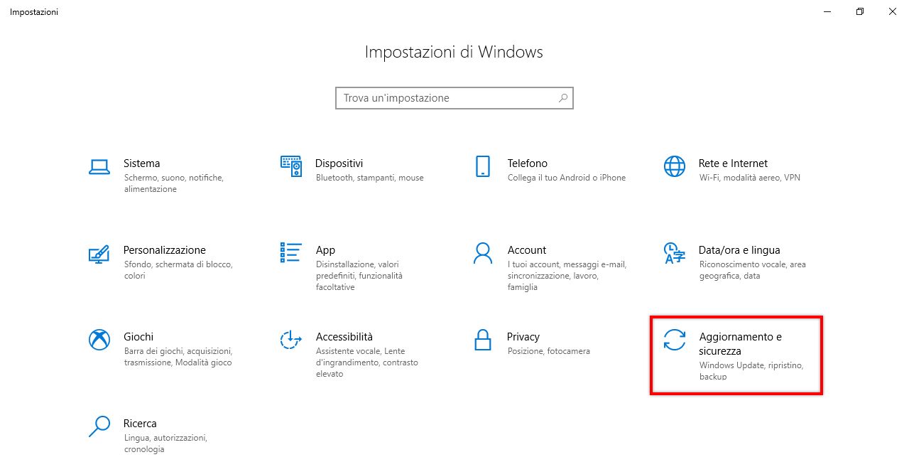 Aggiornamento e sicurezza