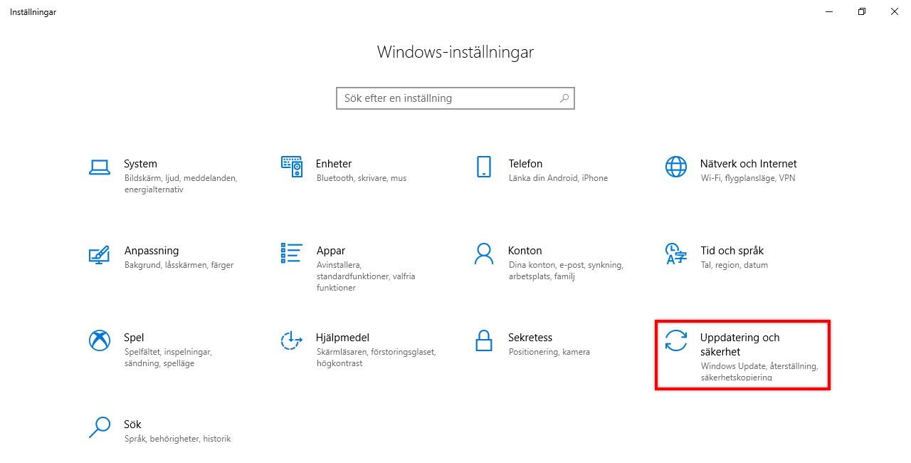 Uppdatering och säkerhet