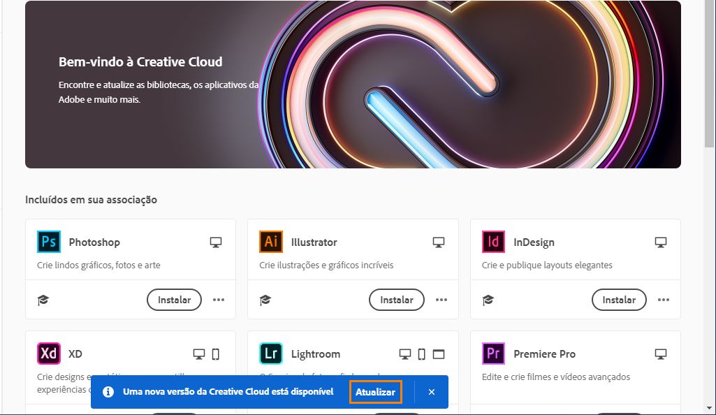 Clicar em Continuar para executar as atualizações pendentes