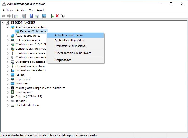 Actualizar controlador