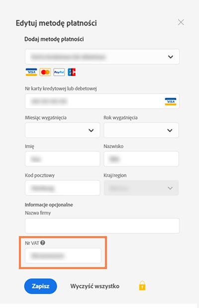 Aktualizacja numeru identyfikacji podatkowej