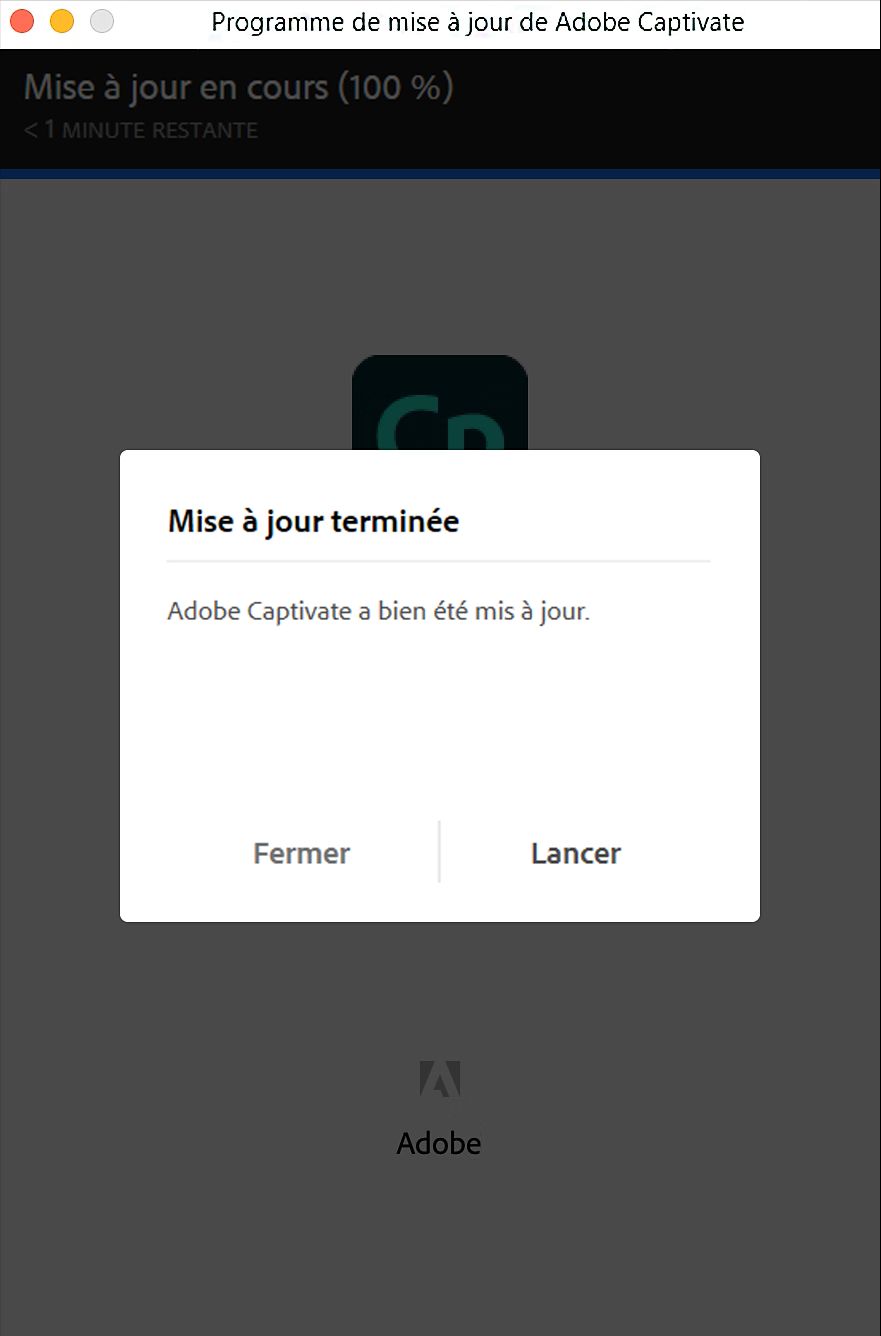 Mise à jour terminée