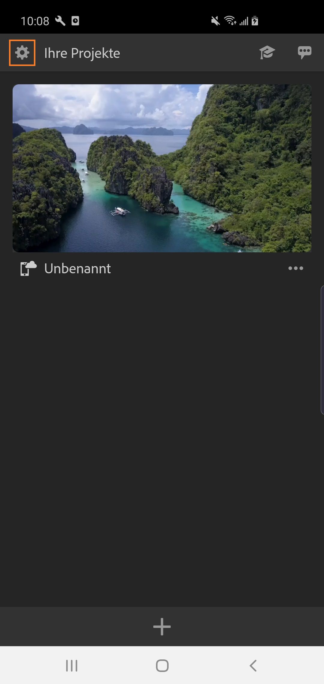 Das Symbol „Einstellungen“ in Premiere Rush