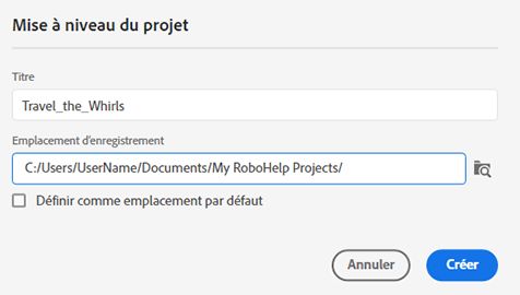 Mise à niveau d'un projet