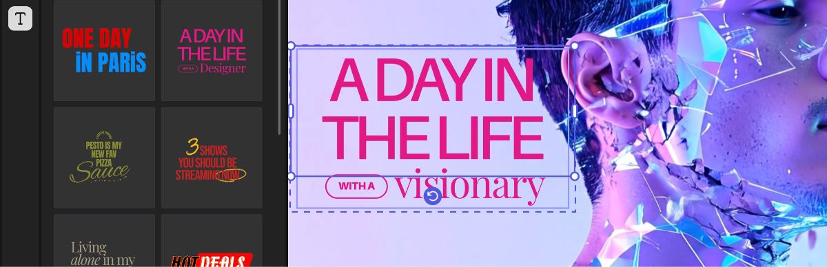 Videoen viser de tilføjede tekstskabeloner, og den tilpassede tekst er fremhævet.