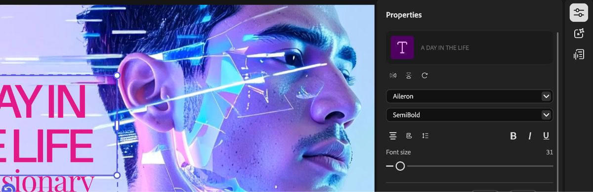 Panel Nastavení zobrazuje textová nastavení, která můžete upravit pro přizpůsobení vzhledu textu šablony.