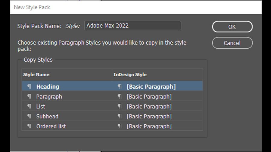 Name your new Style Pack