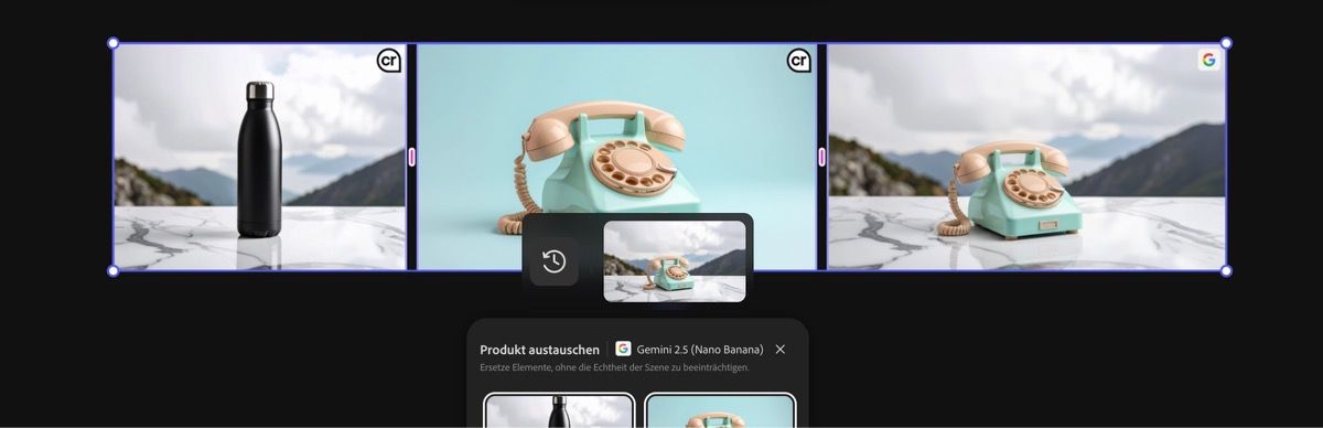 Mit der Voreinstellung „Produkt austauschen mit Gemini 2.5 Flash Image“ generiertes Bild.