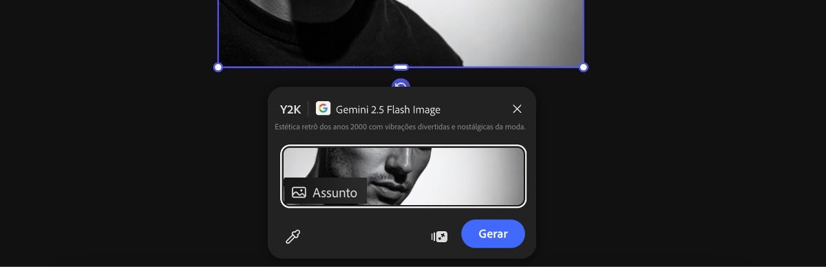 Selecione uma imagem da tela para aplicar a predefinição Y2K do Gemini 2.5 Flash Image.