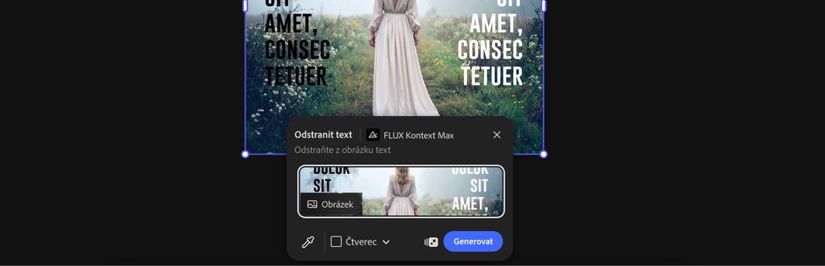 Vyberte obrázek z plátna pro aplikaci předvolby Odstranit text pomocí FLUX Kontext max.