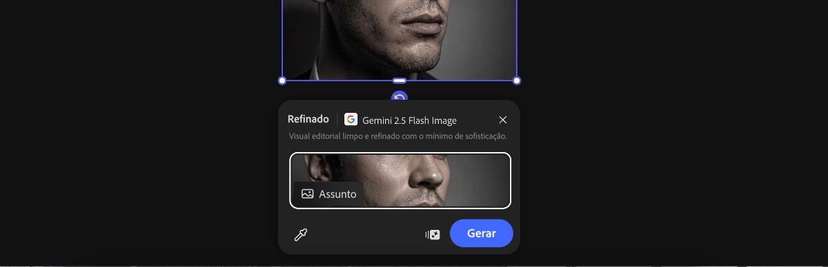 Selecione uma imagem da tela para aplicar a predefinição Refinar do Gemini 2.5 Flash Image.