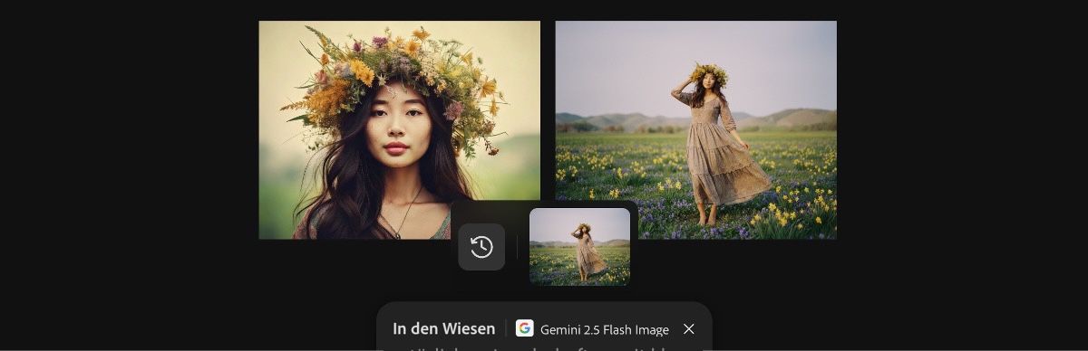 Mit der Voreinstellung „In den Wiesen mit Gemini 2.5 Flash Image“ generiertes Bild.