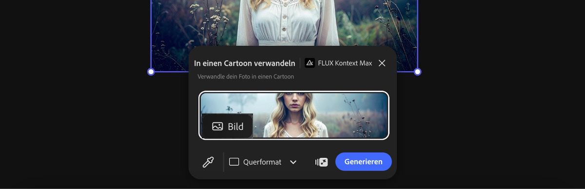 Wähle ein Bild von der Arbeitsfläche aus, um die Vorlage „In einen Cartoon verwandeln mit FLUX Kontext Max“ anzuwenden.