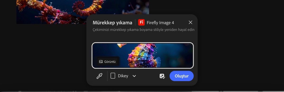 Ink wash by Firefly Image 4 hazır ayarını uygulamak için tuvalden bir görüntü seçin.
