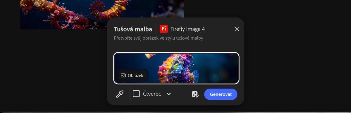 Vyberte obrázek z plátna pro aplikaci předvolby Tuš pomocí Firefly Image 4.