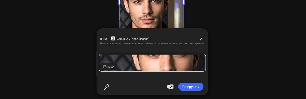 Виберіть зображення на полотні, щоб застосувати до нього стиль Gemini 2.5 Flash Image – «Кіно».