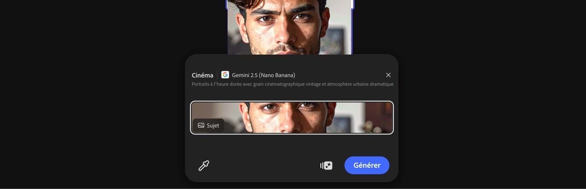 Selecione uma imagem da tela para aplicar a predefinição Cinema do Gemini 2.5 Flash Image.