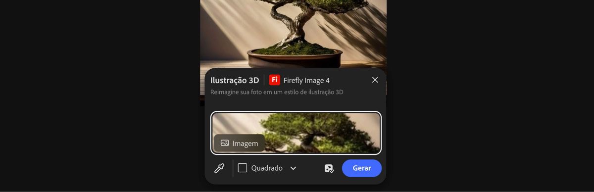 Selecione uma imagem da tela para aplicar a predefinição Ilustração 3D do Firefly Image 4.