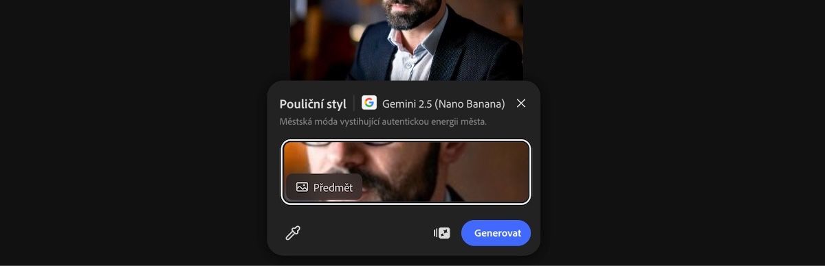 Vyberte obrázek z plátna pro aplikaci předvolby Pouliční styl pomocí Gemini 2.5 Flash Image.