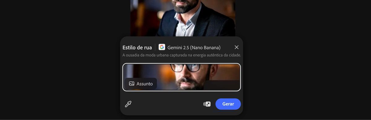 Selecione uma imagem da tela para aplicar a predefinição Estilo urbano com Gemini 2.5 Flash Image.