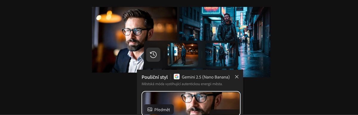 Vygenerovaný obrázek pomocí předvolby Pouliční styl pomocí Gemini 2.5 Flash Image.