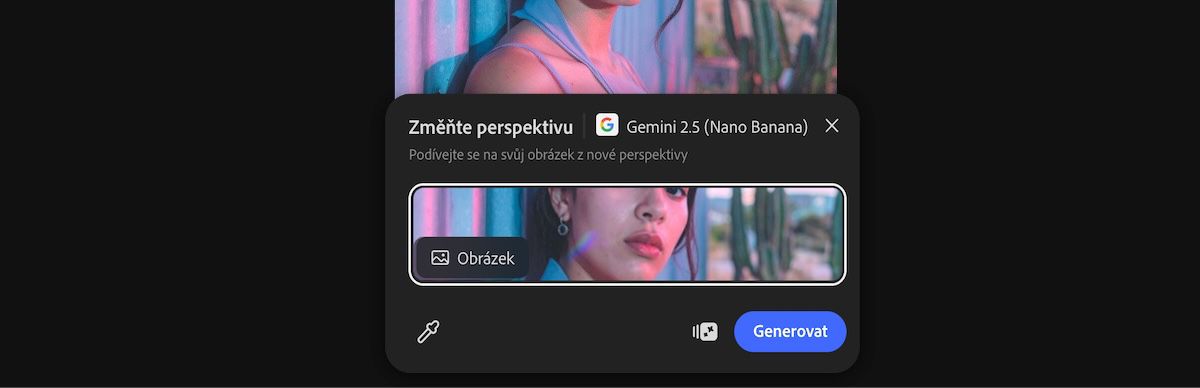 Vyberte obrázek z plátna pro použití předvolby Změna perspektivy pomocí Gemini 2.5 Flash Image.