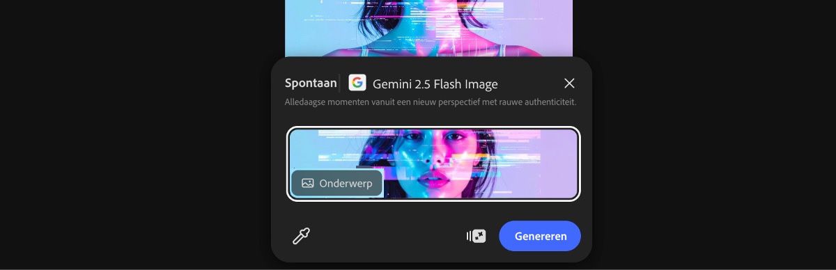 Selecteer een afbeelding van het canvas om de Candid by Gemini 2.5 Flash voorinstelling toe te passen.