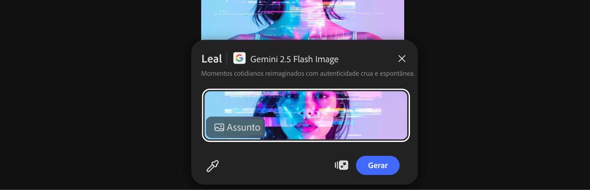 Selecione uma imagem da tela para aplicar a predefinição Espontâneo do Gemini 2.5 Flash Image.