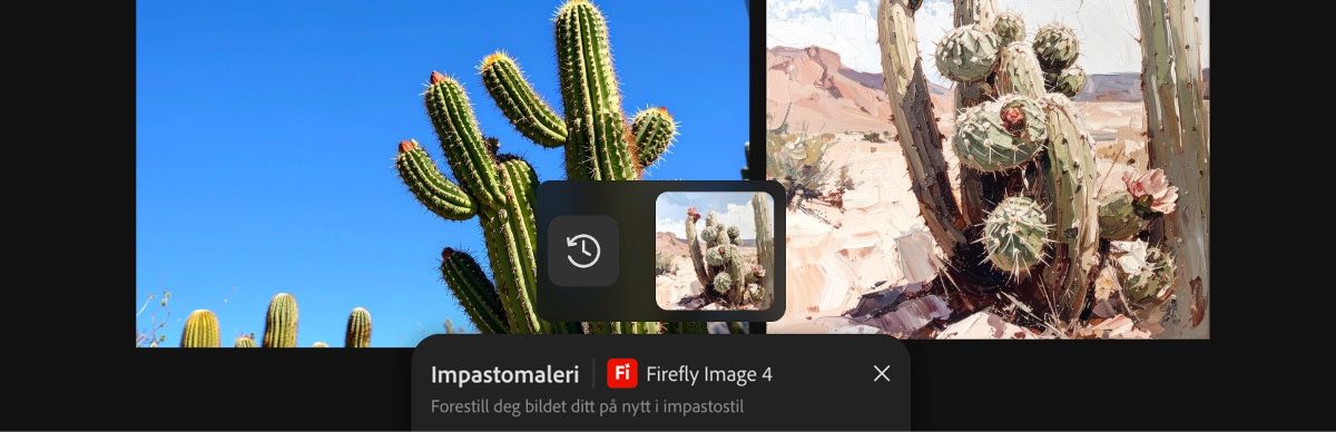 Bilde generert ved hjelp av forhåndsinnstillingen Impasto-maleri med Firefly Image 4.