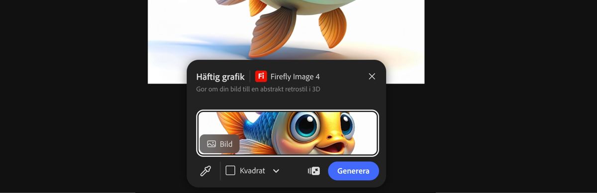 Välj en bild från arbetsytan för att tillämpa förinställningen Häftig grafik med Firefly Image 4.