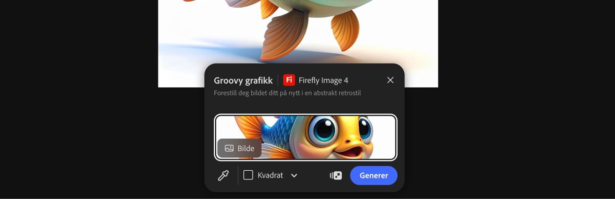 Velg et bilde fra lerretet for å bruke forhåndsinnstillingen Groovy grafikk med Firefly Image 4.